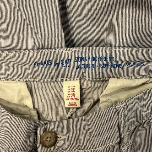 🎄GAP Khaki  Skinny Boyfriend Crop Pants SZ 12 Blue - Picture 3 of 3